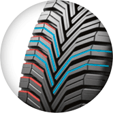 Bevel-edged tread blocks