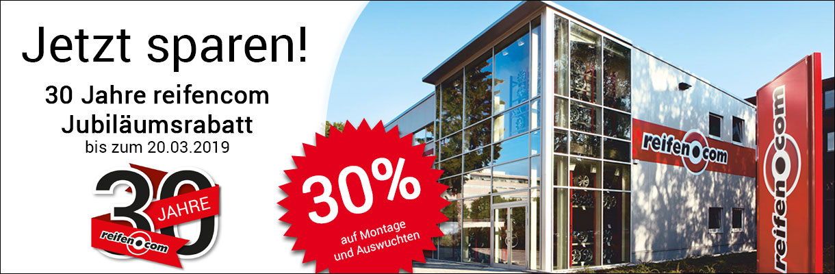 30% Jahre reifencom Jubiläumsrabatt