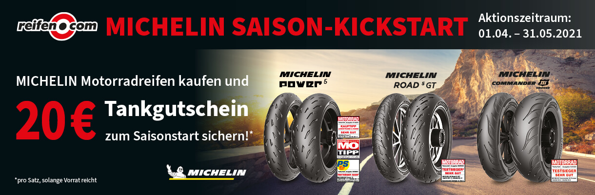 Banner Michelin Motorradreifen Tankgutschein