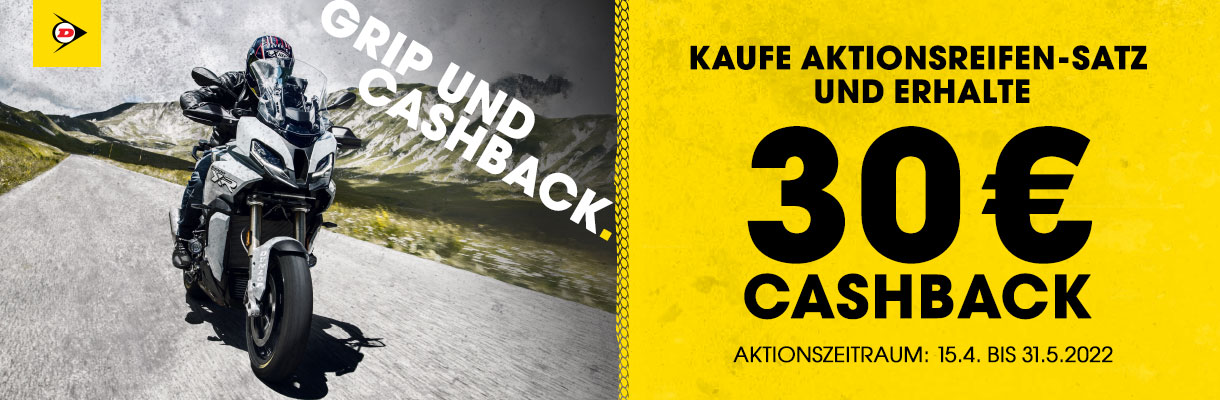 Banner Dunlup Motorradreifen Cashback